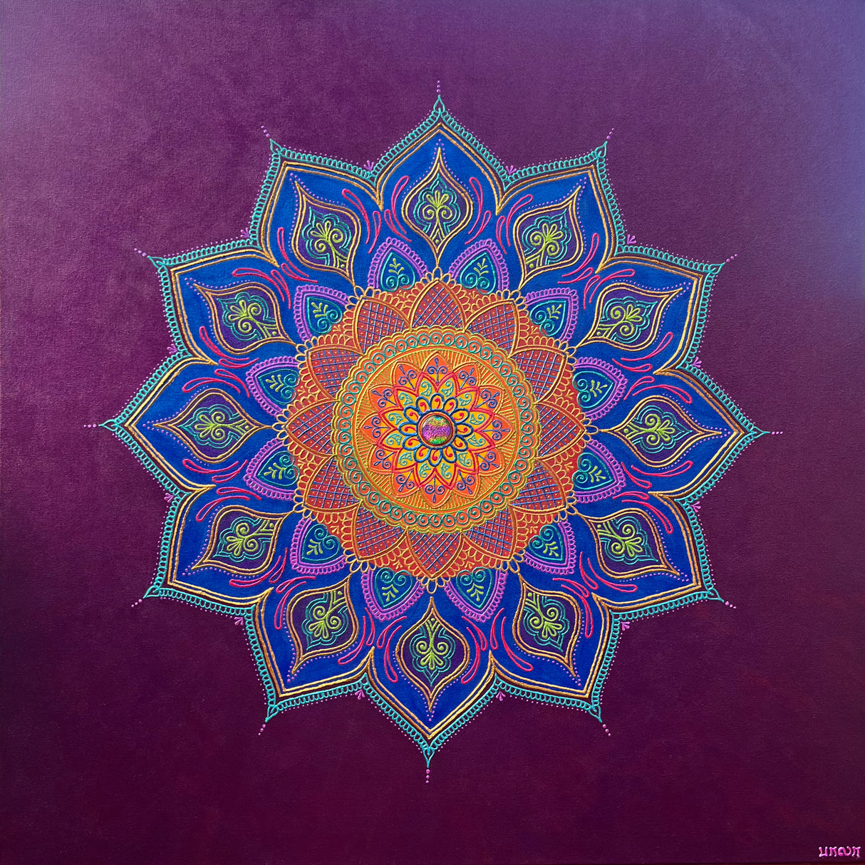 Radiant Becoming | Iridescent 3D Textured Mandala Painting - Art by Bala