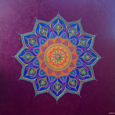 Radiant Becoming | Iridescent 3D Textured Mandala Painting - Art by Bala