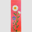 Daisies No. 15 white, blue flowers on orange textured floral painting by Bala Thiagarajan, hand-piped acrylic on wood panel with iridescent sculptural texture