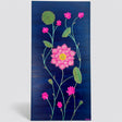 Original 3D textured Lotus painting by Bala Thiagarajan, sculptural pink and yellow aquatic floral art on dark blue background with hand-piped iridescent petals and heavy-body acrylic texture on canvas.