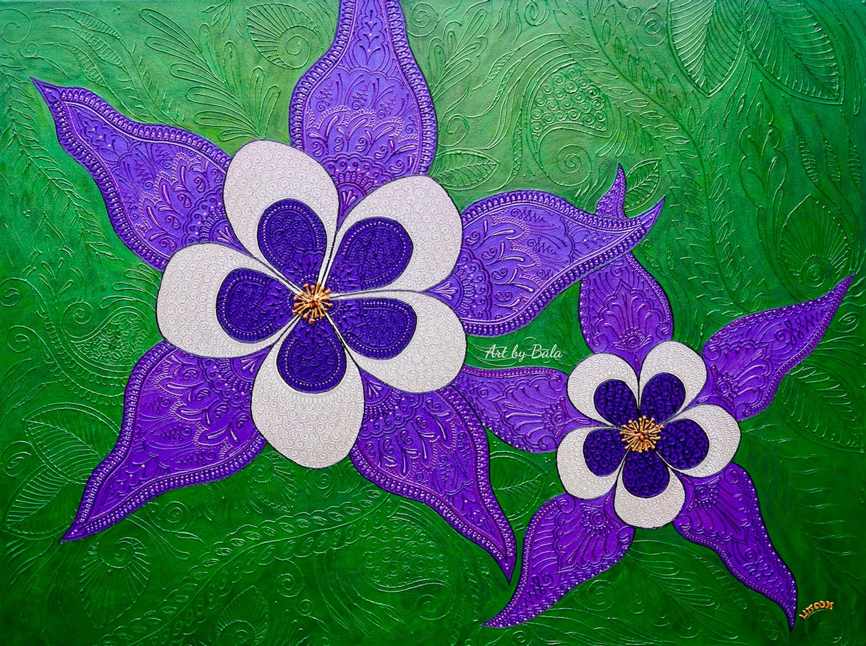 Columbine Flowers - Art by Bala