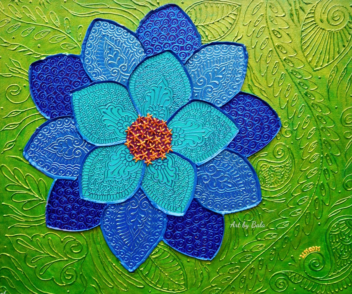 Blue Shimmer Flower - Art by Bala