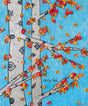 Fall Aspens original 20x24 3D textured landscape painting by Bala Thiagarajan, sculptural golden-orange and yellow aspen grove with metallic leaves, hand-piped henna-style tree trunks on a warm-toned background with heavy-body relief